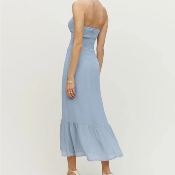Reformation Arta Midi Dress in Blue - Picture 3 of 4